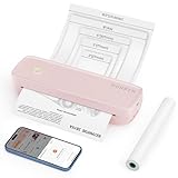 MUNBYN Mobiler Drucker Bluetooth Thermodrucker A4 203DPI Inkless Printer Kompatibel mit Android & iOS für Handy & Laptop, Unterstützt 210x297mm A4 Thermopapier, Tragbar, ITP04, Rosa