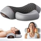 Robofun Nackenmassagegerät Elektrisch mit Wärme, 2025 Aktualisieren 3-in-1 Entspannungskissen für Nacken, Nackentraktion Schulterkorrektor für Schmerzlinderung tiefes Gewebe (Grau)
