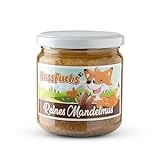 Mandelmus braun - Mandelmus ohne Zuckerzusatz und Salz - 100% Mandel geröstet in Erdnussöl - vegan & glutenfrei - cremige Nussaufstrich ohne Zusätze - NussFuchs (350g)