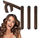 Hitzefreie Lockenstäbe, 3er-Pack Nacht-Lockenstäbe, DIY-Nacht-Lockenstäbe mit Haken für Mädchen mit kurzen und langen Haaren,heat-free curling iron for any hair type. (Brown)