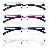 COJWIS 4er-Pack Rahmenlose Lesebrille für Damen und Herren Leicht und Bequem Anti Blaulicht Lesehilfe /TR90 Brille (4 Farbe Mischen, 2.00, multiplier_x)