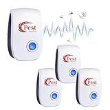 Ultraschall Schädlingsbekämpfer 4 Pack, Elektronische Insektenschutzmittel Moskitoschutz, Ultraschall Mäuseschreck, Pest Repeller Innenräumen für Insekt gegen Moskito Ratten Kakerlaken Ameisen