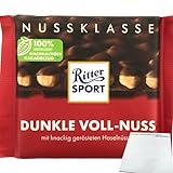 Ritter Sport Nussklasse Dunkle Voll-Nuss Schokolade (100g Tafel) + usy Block