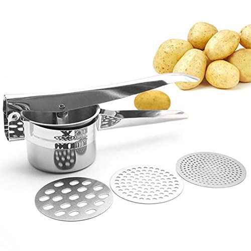 Layiset Kartoffelpresse Edelstahl,Rutschfester Griff 3-in-1-Griff Kartoffelpresse | Kartoffelstampfer Edelstahl, Süßkartoffelstampfer Küchenwerkzeug