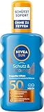 NIVEA SUN Schutz & Bräune Sonnenspray LSF 50, wasserfeste Sonnencreme mit Pro-Melanin-Extrakt für eine ebenmäßige Bräune, sofortiger Sonnenschutz vor UVA/UVB-Strahlen (200 ml)