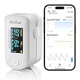 Bluetooth Pulsoximeter, Sauerstoffsättigung Messgerät, Überwachung des Sauerstoffs, SP O2 und Herzfrequenzmesser, Monitor für Fingerspitzen mit App, Tragbar und leicht mit Batterien, Weiß