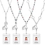 Pangda 4 Sets Ausweishalter, Ausweishalter, einziehbare Schlüsselbänder für Damen, Edelstahl, mehrfarbig, Größe M