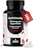 Apfelessig Kapseln - 200 Kapseln Hochdosiert - 1000mg pro Portion - Stoffwechsel Apple Cider Vinegar Kapseln, Apfelessig Tabletten - Vegan und produziert in Deutschland Laborgeprüft