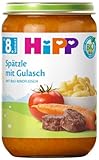 HiPP Spätzle mit Gulasch (6 x 220g), Menü ab 8. Monat, ohne Salzzusatz, mit Omega-3, in bester Bio-Qualität