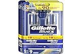 Gillette Blue 3 Hybrid Herrenrasierer + 9 Ersatzklingen (4 Pack) Lubrastrip Comfortfresh mit 40° drehbarem Kopf [OFFIZIEL]