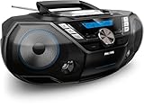 Philips AZB798T/12 CD-Sound-Maschine, tragbarer CD- und Kassetten-Player, DAB und FM Bluetooth, CD, MP3-CD, USB Host, Dynamic Bass, Bassreflex, Fernbedienung, Schlaf-Timer – Schwarz