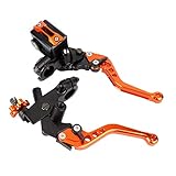 Keenso 1 Paar einstellbare Brems- und Kupplungshebel, 7/8 Zoll Universal-Reservoirhebel für Hauptbremszylinder von Motorrädern(Orange)