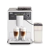 Melitta Caffeo CI - Kaffeevollautomat - mit Milchsystem - Zweikammer Bohnenbehälter - Direktwahltaste - 4-stufig einstellbare Kaffeestärke - Silber (E970-101)