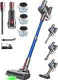 Ivormentico Akku Staubsauger, Staubsauger Kabellos 50Mins/40KPA/450W, Akkustaubsauger mit Geen LED, Kabelloser Staubsauger mit Aufgerüstete Bodenbürste, Staubsauger Akku für Tierhaare, Dunkelblau