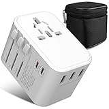 Reisestecker Reiseadapter Weltweit - Travel Adapter Internationale Reiseadapter mit 1 PD/QC 20W Schnelles Laden + 1 Typ-C 15W Schnelles Laden + 3 USB und AC steckdosenadapter für US EU UK AUS Usw 150+