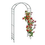 Relaxdays Rosenbogen, Metall, Torbogen Garten, HxBxT: 224 x 110 x 41 cm, Stabiler Rankbogen für Kletterpflanzen, grün