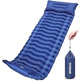 MWZEAUL Selbstaufblasende Isomatte Camping, Isomatte Ultraleicht mit Fußpumpe & Kissen | Luftmatratze Kleines Packmaß, wasserdichte Reisematratze für Camping/Trekking/Angeln/Winter inkl. Reparaturset