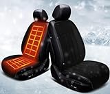 WeKit Auto Sitzkissen Warm SeatCover Winter Sitzkissen mit Anti-Rutsch-Boden für volle Rücken undSitz(Schwarz)