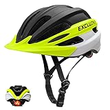 Exclusky Fahrradhelm Herren und Damen, Fahrradhelm mit Visier Fahrradhelm mit Licht Fahrradhelm Helm Geeignet für Mountainbike-Fahren (56-61CM) (Grüne Streifen)