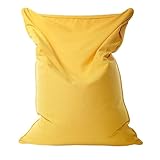 BotYcht Sitzsack Bezug(Ohne Füllung), Waschbar Premium Leinen-Stoff Sitzsackhüllen Sitzsäcke Stuhlbezug für Wohnzimmer Schlafzimmer Balkon,Corn Yellow,120x150cm