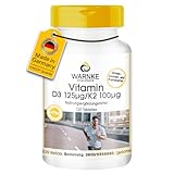 Vitamin D3 + K2 Depot - 120 Tabletten - 125μg D3 + 100μg K2 pro Tablette - Deutsche Apothekenqualität - hochdosiert - vegan | Warnke Vitalstoffe
