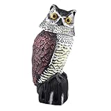 TASHELLS Groß Kopfschüttelnde Eule Vogelschreck, Taubenabwehr Balkon, Vogelabwehr,Taubenschreck Für Balkon, 38 * 18 * 15cm