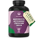 Mariendistel Artischocke Löwenzahn Cholin – 180 Kapseln – 480 mg Silymarin (hochdosierte Mariendistel) – Unterstützt die Leber durch Cholin* – Mit pflanzlichen Bitterstoffen – Vegan – TRUE NATURE®