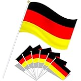 SPINNE LUCAS 20 Stück Deutschland Flagge Klein, Deutschland Fahne 21 x 14 cm mit 30cm Weißem Pole, Deutsche Flagge für EM Deko Deutschland 2024 Fußball WM Euro Nationaltag Bar Partydeko