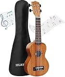 HUAWIND Sopran-Ukulele für Anfänger, 53,3 cm, Mahagoni, professioneller Starter, hawaiianische Ukulele, kleine Gitarre für Kinder, Erwachsene, Studenten, Kinder