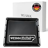 WESMA® Emailliertes Backblech 445 x 378 x 35 mm, Kratzfestes Backblech, Ofenblech, Pizzablech, Blech, Fettpfanne, Kuchenblech, Backform, Baking tray, Oven tray