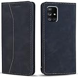 OKZone Kompatibel mit Samsung Galaxy A71 4G Hülle, Magnet Leder Tasche Handyhülle, Kartenfächer Schutzhülle, [Premium PU Leder] Flip Klappbare Stoßfeste Magnetische Standfunktion (Schwarz)