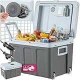 tectake® elektrische Kühlbox groß 40 L, Kühl- und Warmhaltefunktion, leise Kühltasche elektrisch, für Auto oder Steckdose, mini Kühlschrank für Camping, Getränke, Thermobox mit Strom, ECO Mode