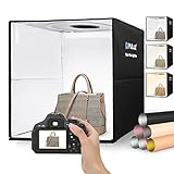 40x40x40cm Fotobox, PULUZ Portable Lichtzelt Fotostudio Box Tent Kit mit Dimmbaren 3 Farben Temperaturen 160 LEDs Lichter & USB-C & 12 Foto-Hintergründe für Schmuck Produktfotografie