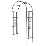 SCENDOR GARDEN 114 cm x 210 cm Rosenbögen, Gebogene Metall-Dauerhafte Eisen Rankhilfe Pflanzenständer für den Außenbereich Rosenlaubengarten Kletterpflanzen Hochzeitsbögen Zeremonie