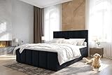 AXLIVING Levente Boxbett mit Bettkasten 140x200 Boxspringbett Schwarz