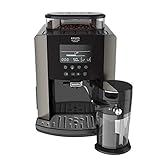 Krups EA819E Arabica Latte Quattro Force Kaffeevollautomat | 1550 Watt | Wassertankkapazität: 1,7 Liter | Pumpendruck: 15 bar | LCD-Display | Platin-schwarz