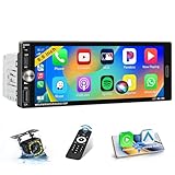 Inefala Bluetooth-Autoradio 1 Din mit kabellosem CarPlay & Android Auto 6,9 Zoll Touchscreen Autoradio mit Mirror Link Radio RDS/FM USB Typ-C Rückfahrkamera Mikrofon Fernbedienung