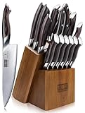 HOSHANHO Messerblock Set mit 16-TLG, Japanisches Kochmesser Set Multifunktionalen Messerset aus Edelstahl, Ultrascharfes Küchenmesser Set mit Schärfer