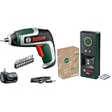 Bosch Akkuschrauber IXO (3,6V, 2,0Ah, 5,5Nm, Mikro-USB-Kabel, Winkel-Aufsatz, schraubt bis 190 Schrauben) & Ortungsgerät Truvo 2. Generation (Ortung von Kabeln/Metall bis 70mm)