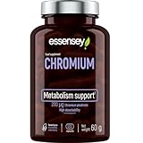 ESSENSEY - Chromium Picolinate I chromium 200 µg I 90 Kapseln I Hohe Assimilierbarkeit I Laborgeprüft I Vegetarier & ohne Zusätze I 120 Tagesdosen I Zellulosekapsel