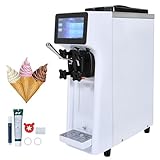 VEVOR Kommerzielle Eismaschine, 10 L/h Leistung, Softeismaschine Einzelne Geschmacksrichtung, Arbeitsplatte, 4 L Trichter, 1,6 L Zylinder, Touchscreen, Automatische Reinigung, Vorkühlung Snackbars