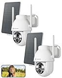 COCOCAM (2Pack 2K Überwachungskamera Aussen Akku WLAN, Solar Kamera Überwachung Aussen Outdoor Kamera, Außenkamera kabellos mit AI-Mensch-Erkennung/Farbige Nachtsicht/Alexa-kompatibel/2-Wege-Audio