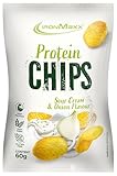 IronMaxx Protein Chips – Sour Cream & Onion 60g Beutel | Knuspriger High Protein Snack auf Sojabasis | Ballaststoffreich & glutenfrei | Ideal für unterwegs & nach dem Training