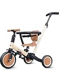 newyoo 5 in 1 Laufrad Dreirad, Dreirad ab 1-3 Jahr, Kinderdreirad mit schubstange, Kinderfahrrad, Laufräder Lauffahrrad inkl. Lenkstange, Sicherheitsbüge, TR008