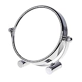 TUKA Designed Kosmetikspiegel 5 Fach, 6 inch Tischspiegel 360° drehbar, Standspiegel Schminkspiegel Badezimmerspiegel Verchromten. Doppelseitiger Rasierspiegel: Normal + 5X Vergrößerung, TKD3142-5x