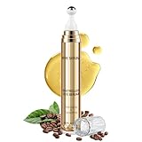 Koffein Augenserum, Augencreme Gegen Augenringe und Schwellungen, Augenpflege, Anti-Aging-Augenserum mit 360°-Massageball, Reduziert Tränensäcke, Falten und Feine Linien