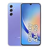 Samsung Galaxy A34 5G, Android Smartphone, 6,6 Zoll Dynamic AMOLED Display, 5.000 mAh Akku, 128 GB/6 GB RAM Handy in Awesome Violet inkl. 30 Monate Herstellergarantie [Exklusiv bei Amazon]