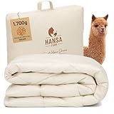 HANSA-FARM | Baby Alpaka Bio-Bettdecke 155 x 220 cm (Füllung 1.700g) - Herbst Winter warm - atmungsaktiv und temperaturausgleichend - Große Aufbewahrungstasche