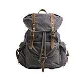 TQVLNMCR Canvas-Rucksack, Vintage-Reiserucksack, Wanderrucksack, Outdoor-Tagesrucksäcke, Trekking-Rucksack for Männer und Frauen, Sport, Reisen, Camping, Bergsteiger-Rucksack(Dark Gray)