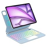WAVATA Magic Keyboard für iPad Air 13 Zoll M3/M2 2024/2025, Keyboard Hülle Tastatur für iPad Pro 12.9' 6/5/4/3 Gen 2022/2021/2020/2018, Schwebendes Magnetisches Design, 7 Farben Beleuchtung, Blau
